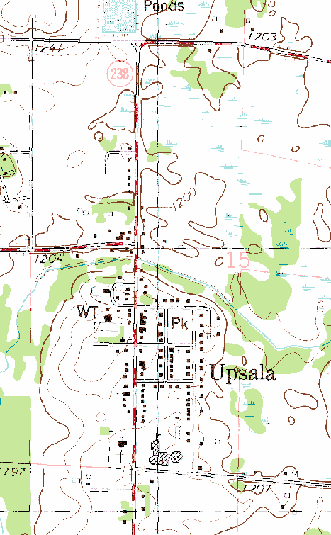 Topographic Map of Upsala Minnesota