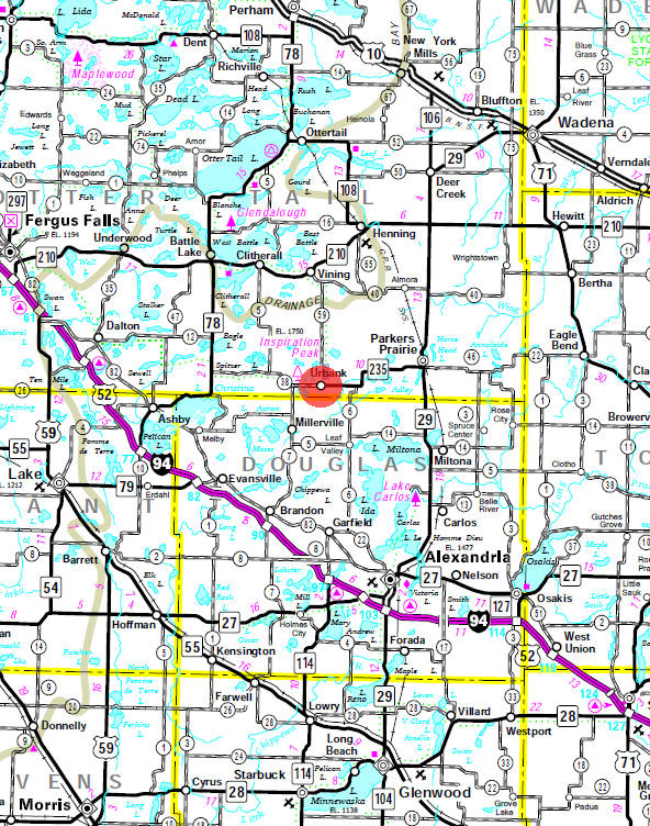 Minnesota State Highway Map of the Urbank Minnesota area