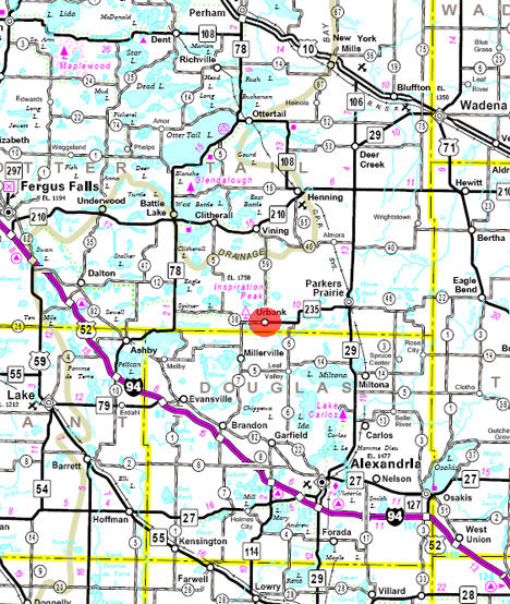 Minnesota State Highway Map of the Urbank Minnesota area