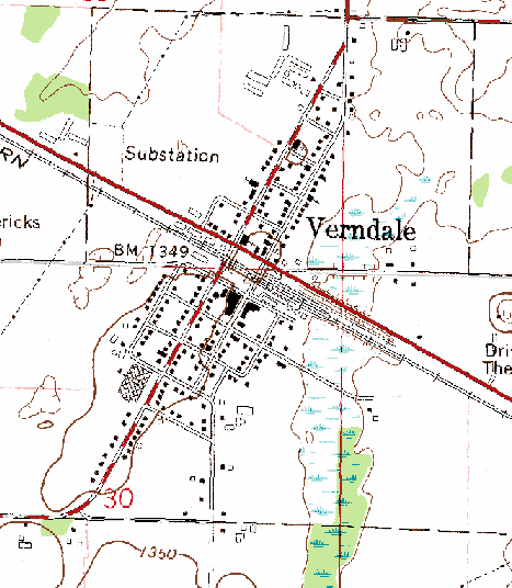 Topographic Map of Verndale Minnesota