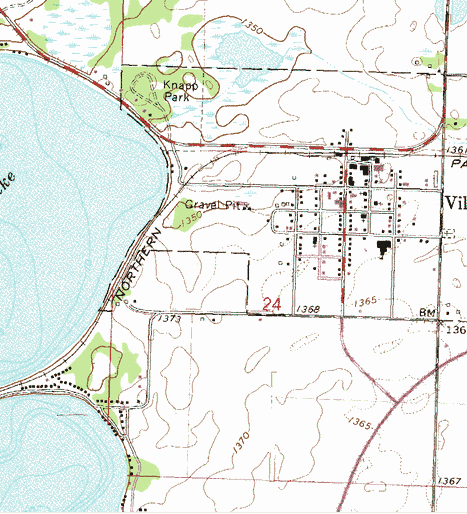 Topographic map of the Villard Minnesota area