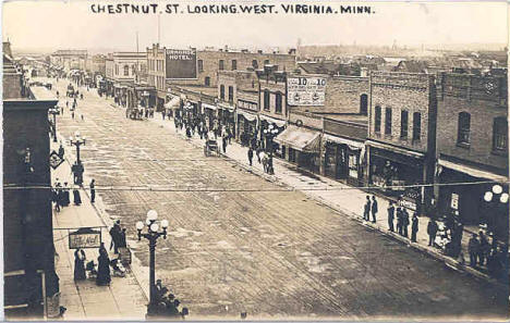 Chestnut Street looking west in Virginia Minnesota, 1920's (?)