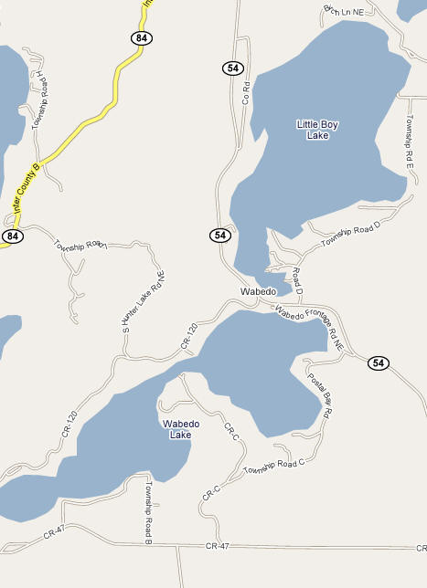 Map of the Wabedo Minnesota area