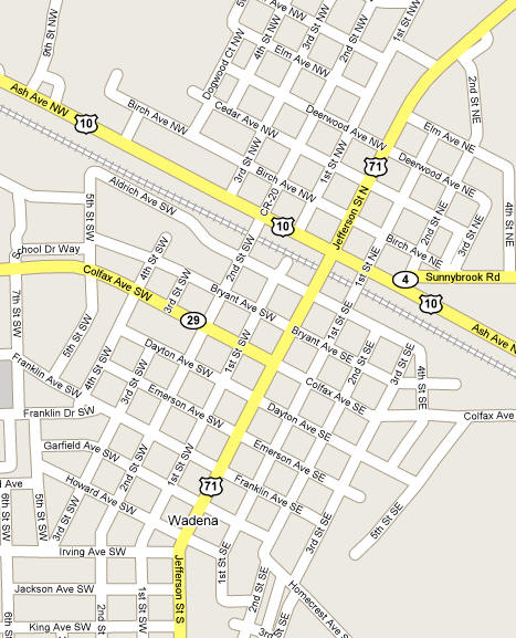 Map of Downtown Wadena Minnesota