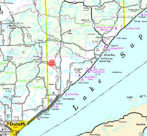 Highway Map of the Wales Minnesota area