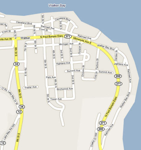 Street Map of Walker Minnesota