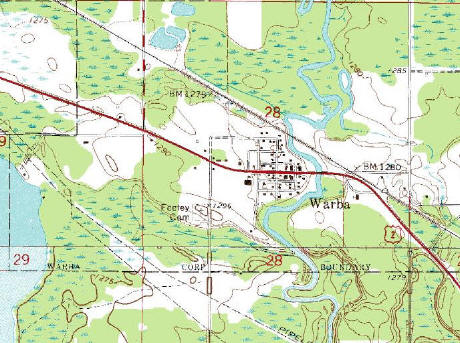 Topographic Map of the Warba Minnesota area