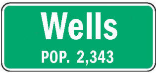 Wells Minnesota population sign