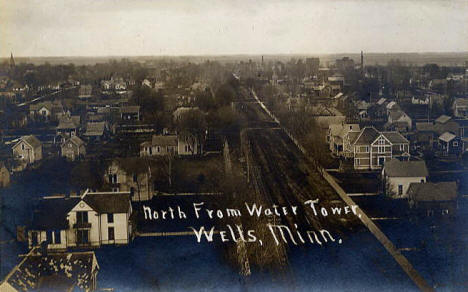 Looking north from the Water Tower, Wells Minnesota, 1910's