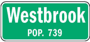 Westbrook Minnesota population sign