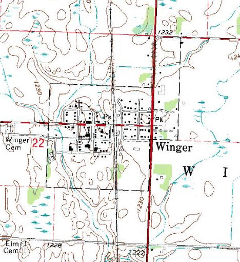 Topographic Map of the Winger Minnesota area