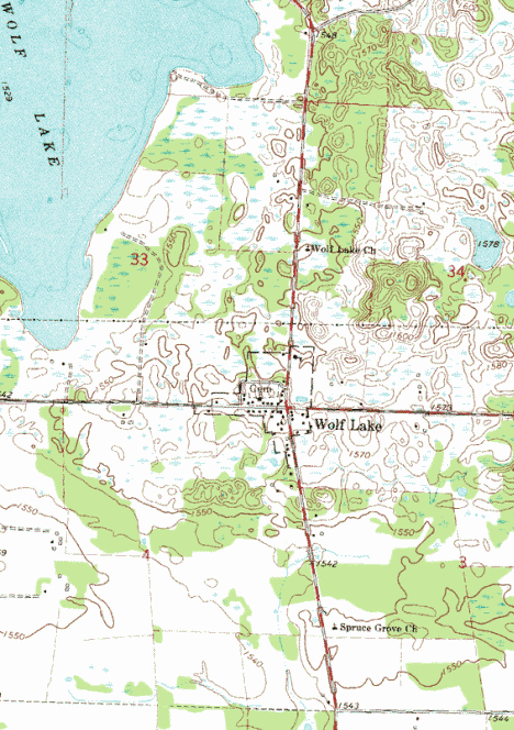 Topographic Map of the Wolf Lake Minnesota area