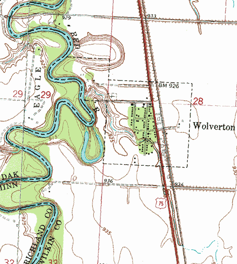 Topographic Map of the Wolverton Minnesota area