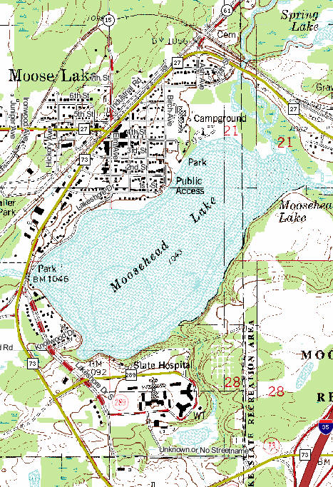 Topographic Map of the Moose Lake Minnesota area