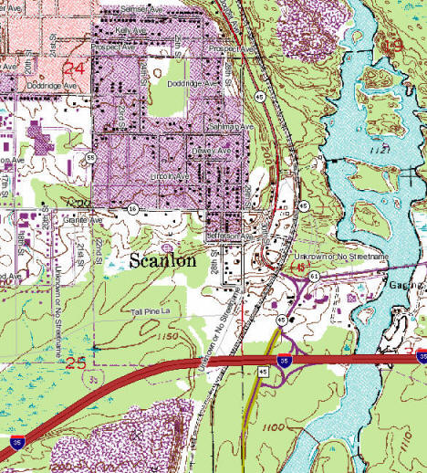 Topographic Map of Scanlon Minnesota