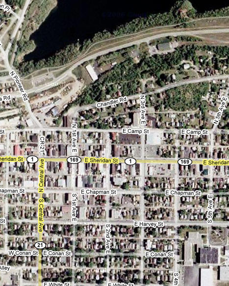 Aerial Photo of Downtown Ely