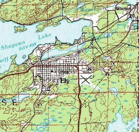 Topographic Map of the Ely Minnesota area