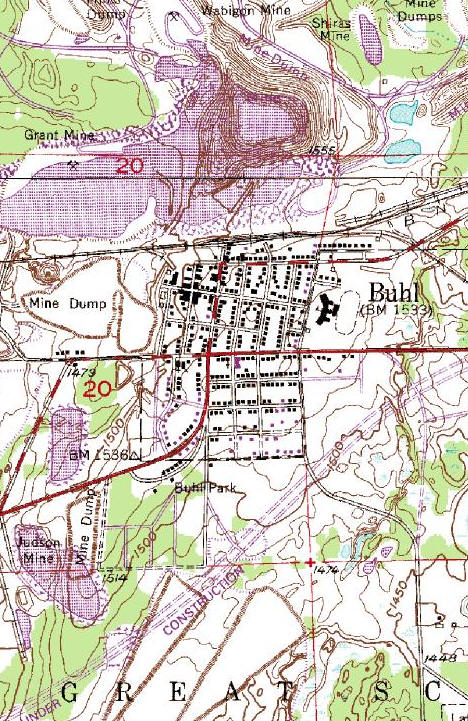 Topographic Map of Buhl Minnesota