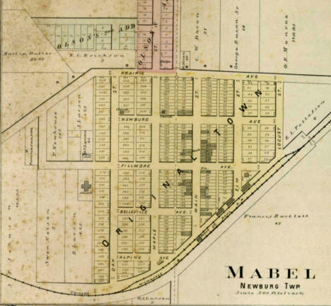 Plat map of Mabel Minnesota, 1896