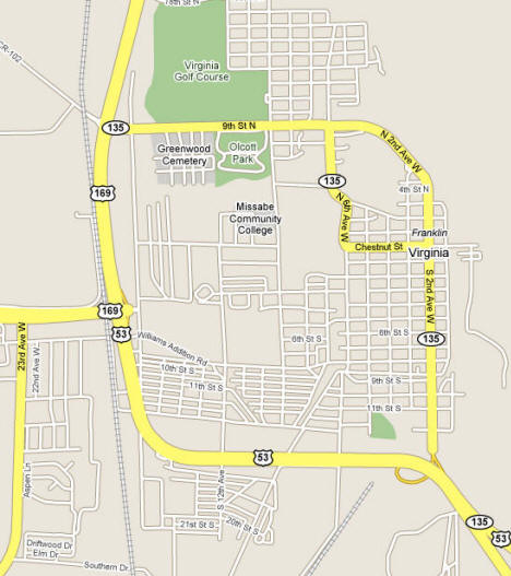 Map of Virginia Minnesota