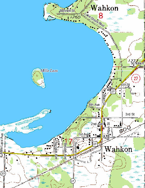 Topographic Map of Wahkon Minnesota