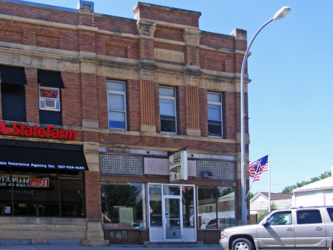 Vacant storefront in old 1908 building, Mapleton Minnesota, 2014