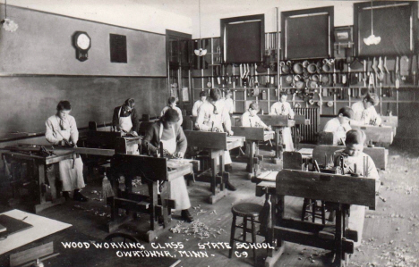 Wood working class, State School, Owatonna Minnesota, 1920's?