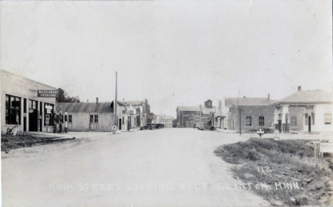 Street scene looking west, Clinton Minnesota, 1920's