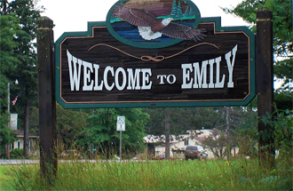 Welcome sign, Emily Minnesota
