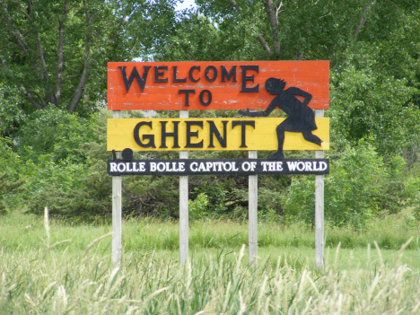 Welcome sign, Ghent Minnesota, 2011