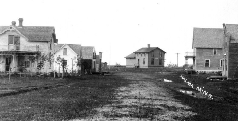 Iowa Avenue with Depot in background, Halma Minnesota  circa1910