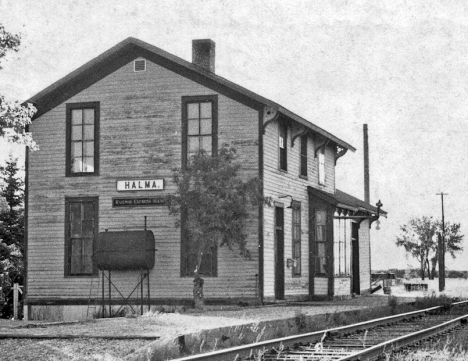 Soo Line Railroad Depot, Halma Minnesota, circa 1910