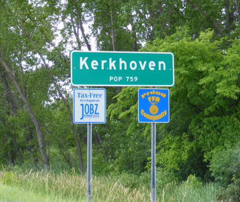 Population sign, Kerkhoven Minnesota, 2014