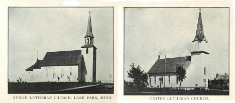 Synod Lutheran Church and United Lutheran Church, Lake Park Minnesota, 1910