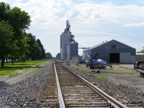Railroad tracks and grain elevator, Murdock Minesota, 2014