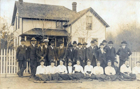 People in front of house, Odessa Minnesota, 1908