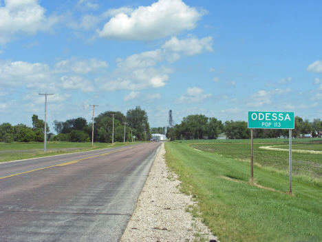City limits and population sign, Odessa Minnesota, 2014