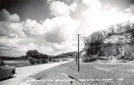 Hillside and bridge, Preston Minnesota, 1950's