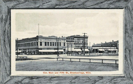 Corner of Main and Fifth Street, Breckenridge Minnesota, 1922