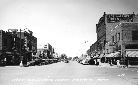 North Avenue at Second Street, Fairmont Minnesota, 1940's