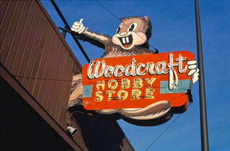 Woodcraft Hobby neon sign, 901 West Lake Street, Minneapolis Minnesota, 1984