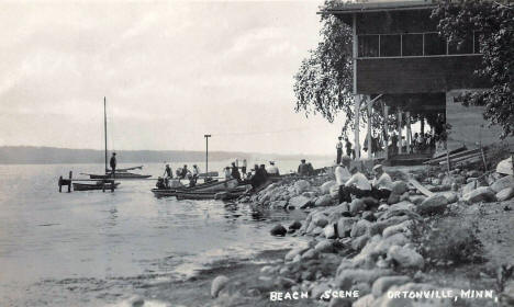 Beach scene, Ortonville Minnesotas, 1920's