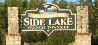 Welcome sign, Side Lake Minnesota