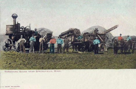 Threshing scene near Springfield Minnesota, 1907