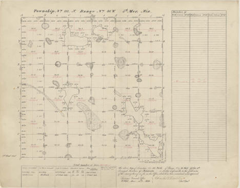 Original survey map of Township 113 W Range 40 N from 1859
