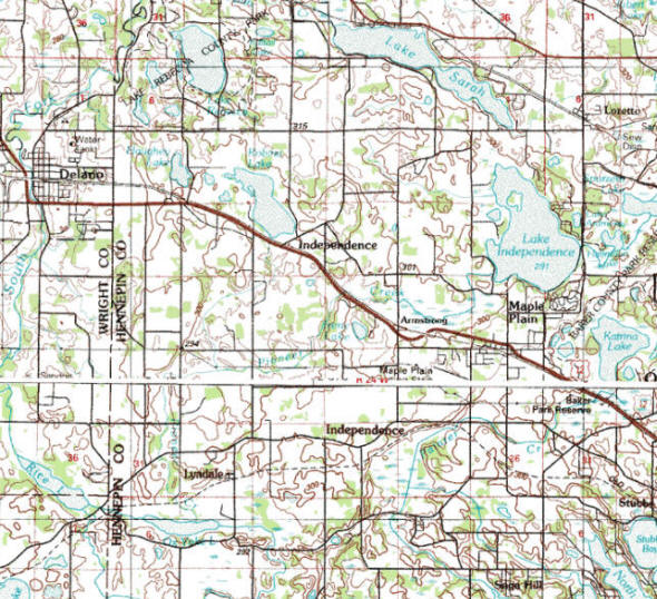 Topographic map of the Independence Minnesota area