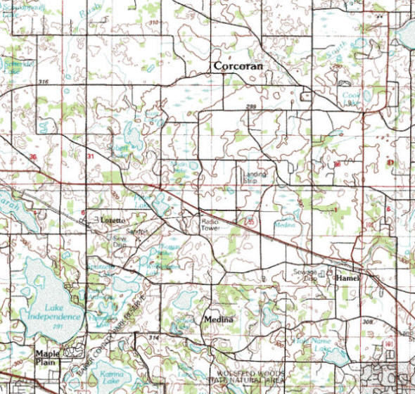 Topographic map of the Medina Minnesota area