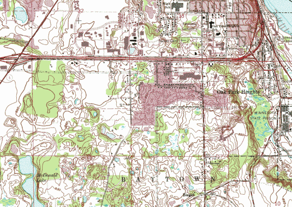 Topographic map of the Oak Park Heights Minnesota area