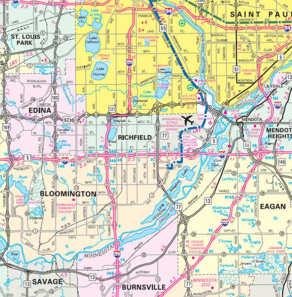 Minnesota State Highway Map of the Richfield Minnesota area 
