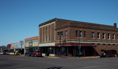 Downtown block in Worthington Minnesota, 2020